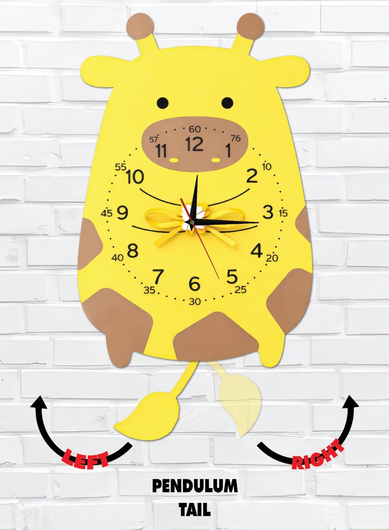 A wall clock with a moving pendulum in the shape of a cow, combining modern design and bright colors, with a silent movement and excellent quality, adds an attractive decorative touch to any space. - Image 1
